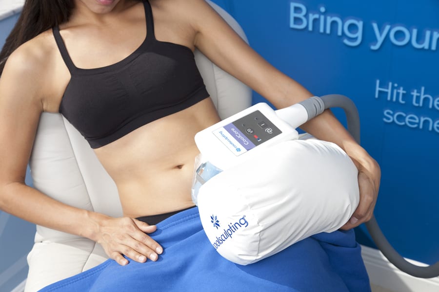 Woman being treated with Coolsculpting